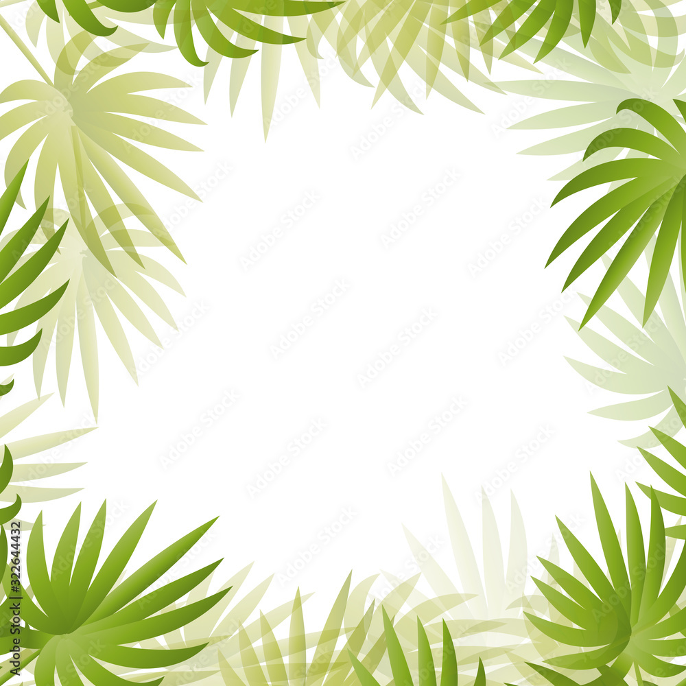 Palm leaves green floral frame