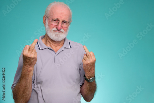 Fotografie Elderly Man Face Expression Concept, grandfather with a fucking expression, indi