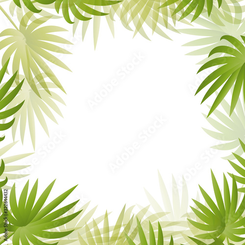 Palm leaves green floral frame