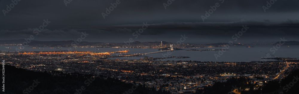 Panorama of San Francisco Bay area at night