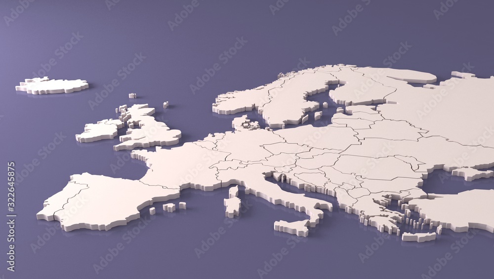 Fototapeta: 3d rendering europe countries map. continent of european ...