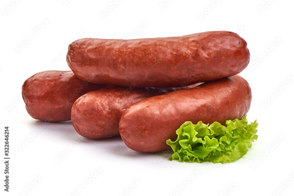 Smoked pork sausage, isolated on white background Smoked pork sausage, isolated on white background