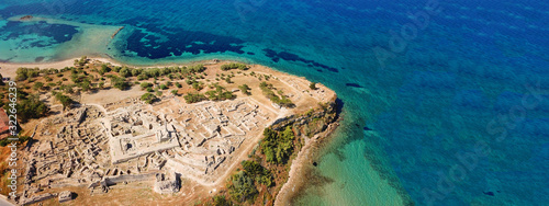 Tableau sur toile Aerial drone ultra wide top down photo of archaeological site of Temple of Apoll