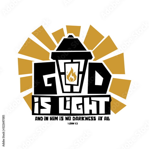 Christian typography, lettering and illustration. God is light.