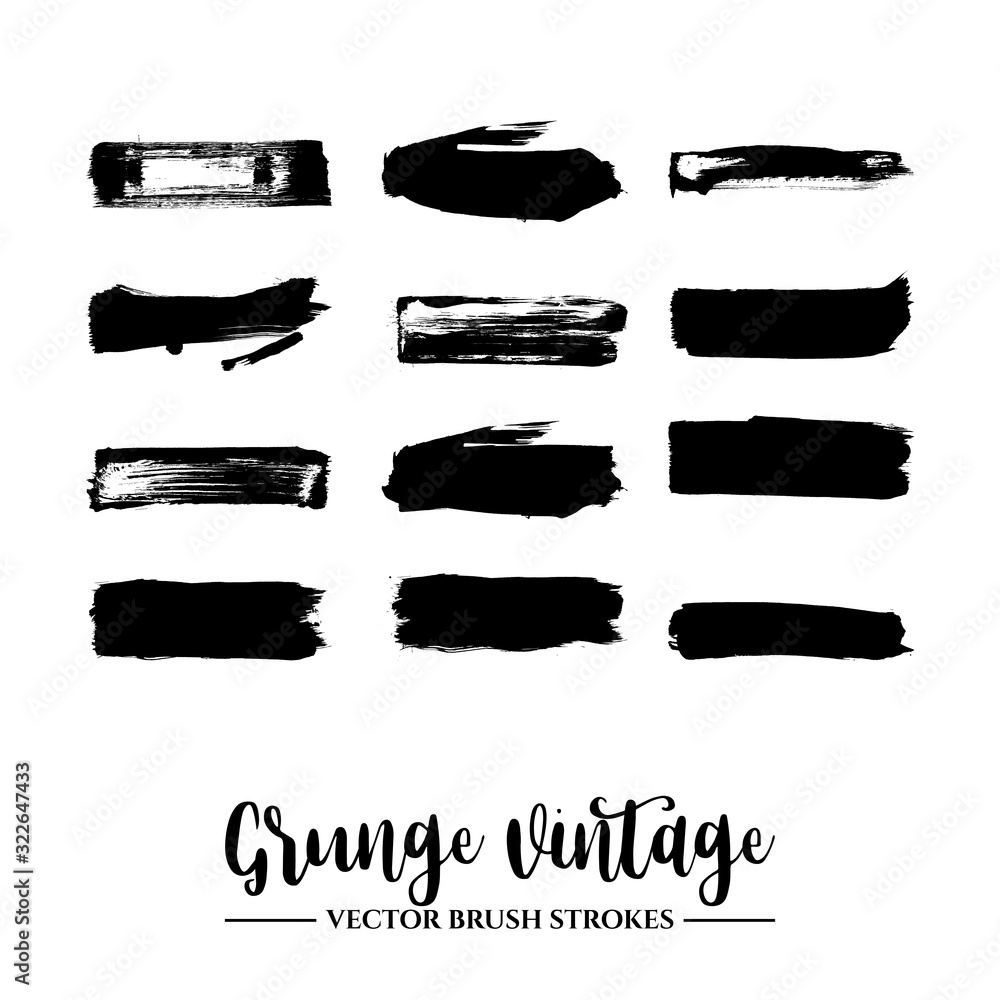 Set of black brush stroke and texture. Grunge vector abstract hand - painted element. Underline and border. Set of black brush stroke and texture. Grunge vector abstract hand - painted element. Underline and border.