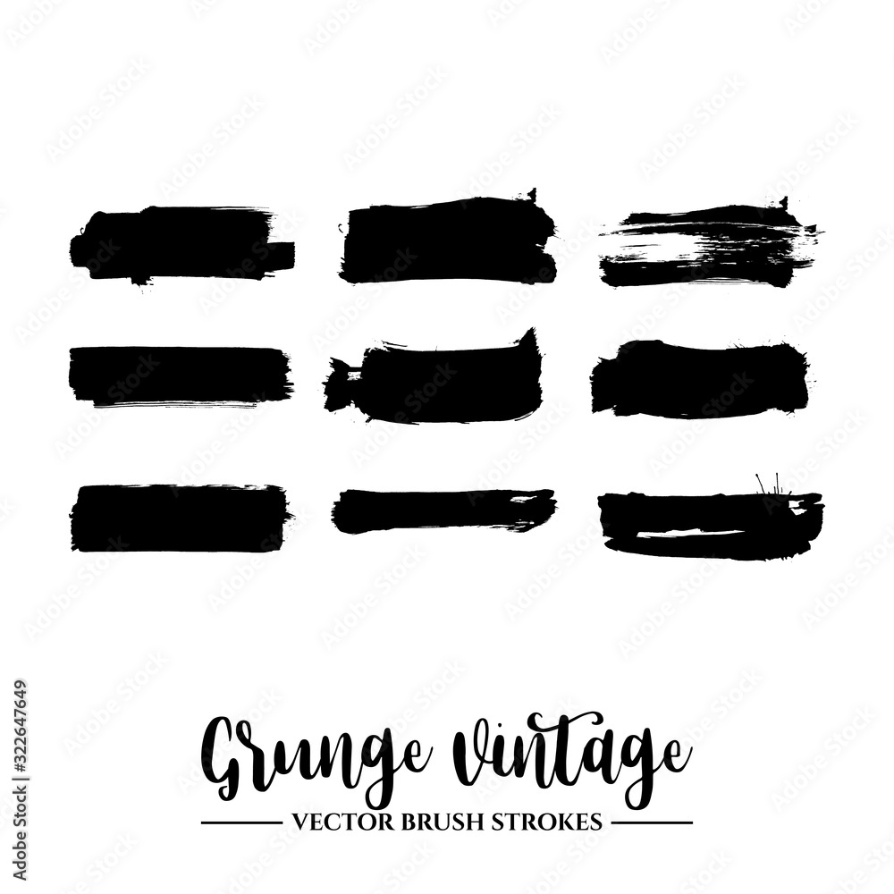 Set of black brush stroke and texture. Grunge vector abstract hand - painted element. Underline and border. Set of black brush stroke and texture. Grunge vector abstract hand - painted element. Underline and border.