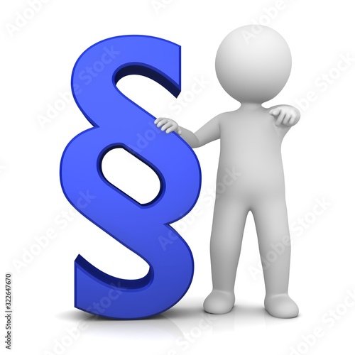 paragraph sign blue symbol 3d man icon