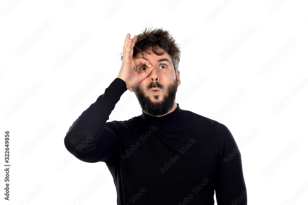 Young man in black Young man in black