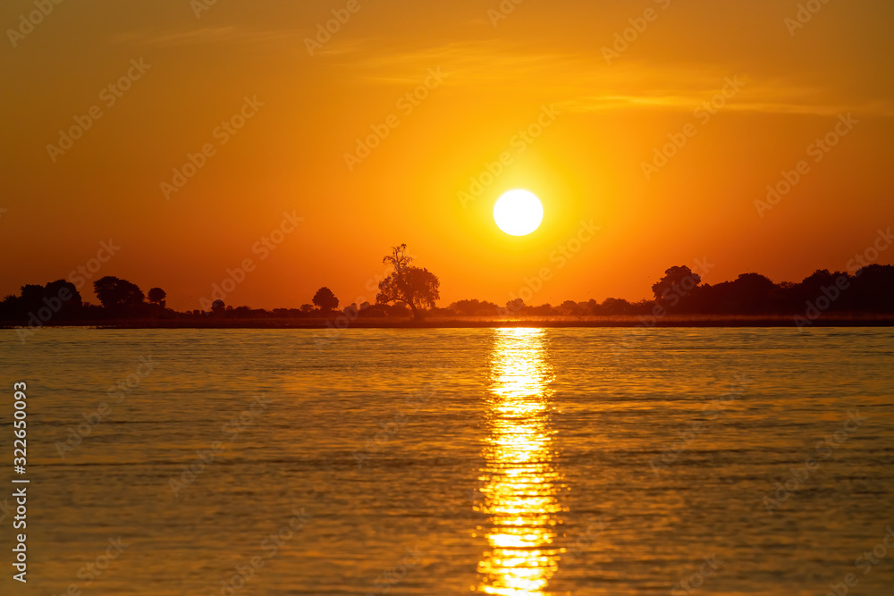 sunset on Chobe river landscape, Botswana, Africa wilderness