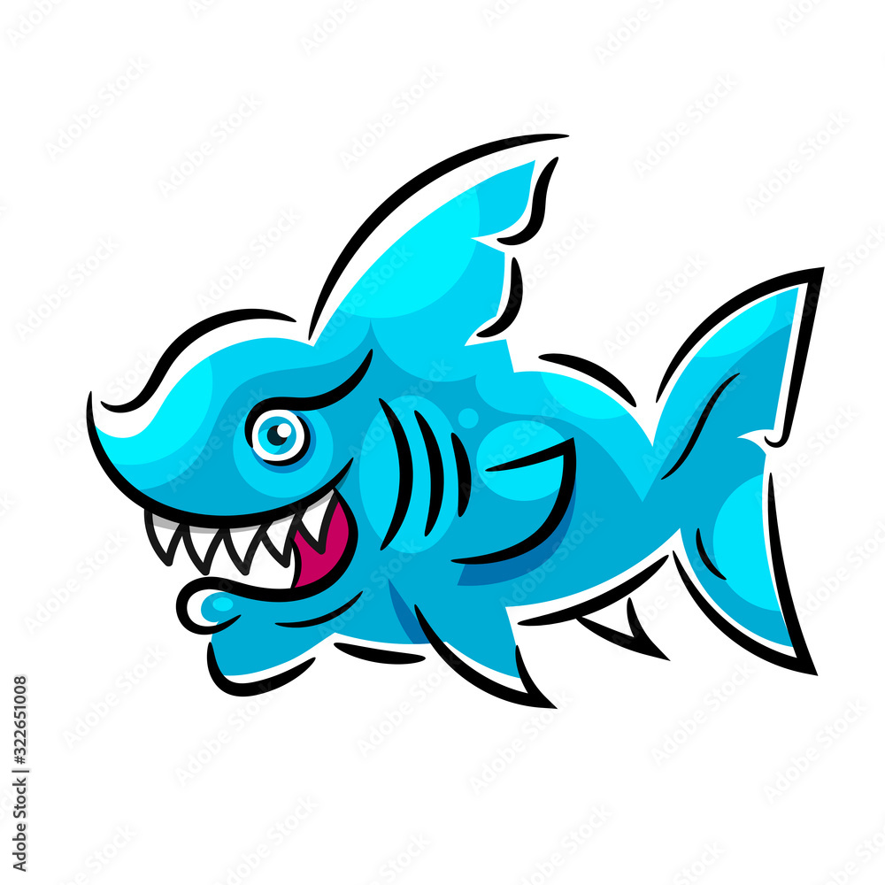 Fototapeta premium Toothy White Shark Illustration Suitable For Greeting Card, Poster Or T-shirt Printing.