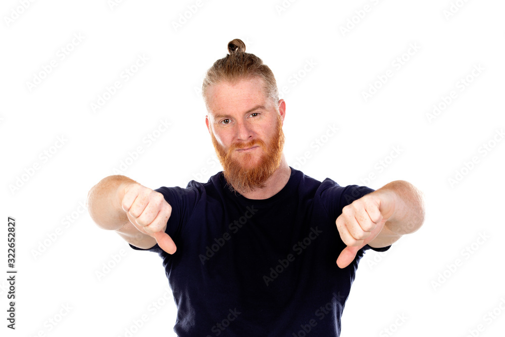 Red haired man with long beard saying No Red haired man with long beard saying No