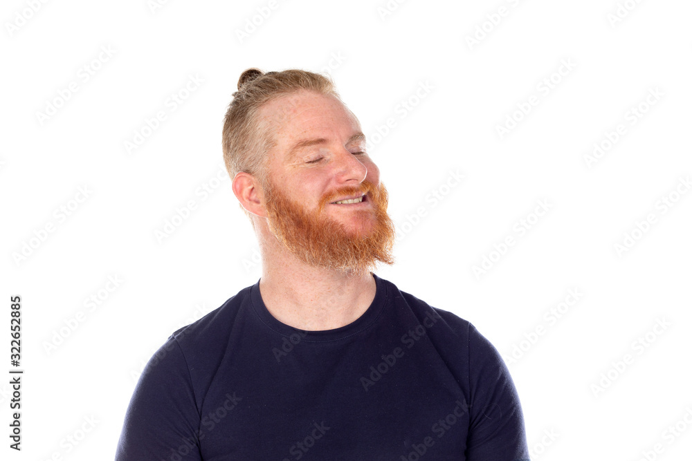 Red haired man with long beard thinking Red haired man with long beard thinking