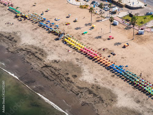 Aerial view of Agua Dulce beach in Chorrillos, Lima, Peru. photo