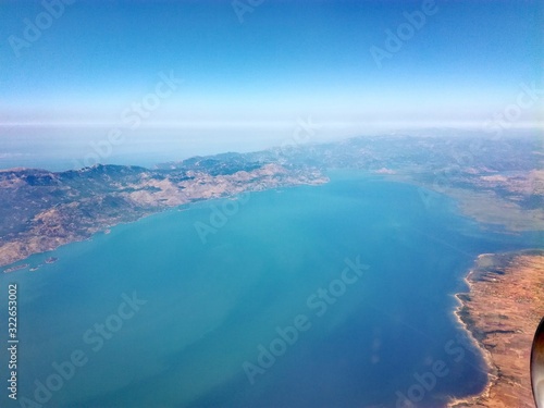 Arial view of the Adriatic sea from a plane