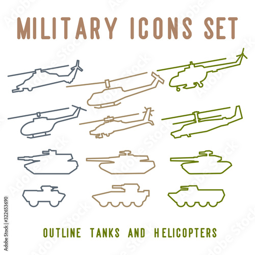 Set of vector flat military design