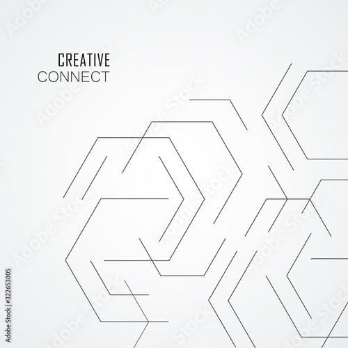 Abstract line shapes and pattern hexagon. Minimalistic design background