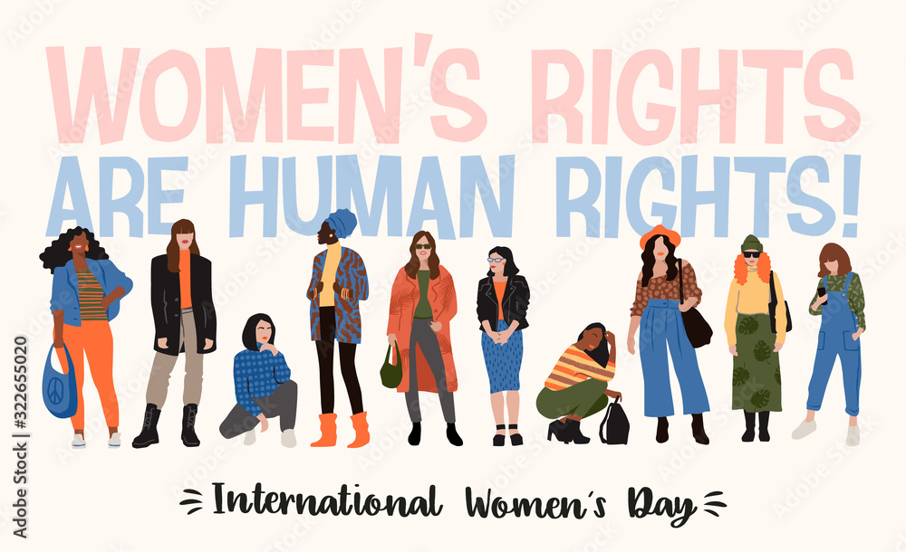 International Womens Day. Vector illustration of abstract women with different skin colors. International Womens Day. Vector illustration of abstract women with different skin colors.