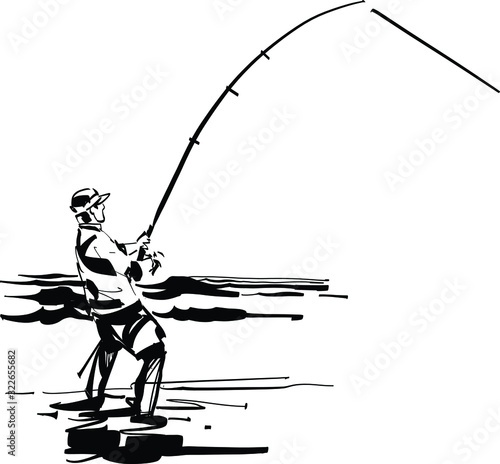 fisherman with fishing rod