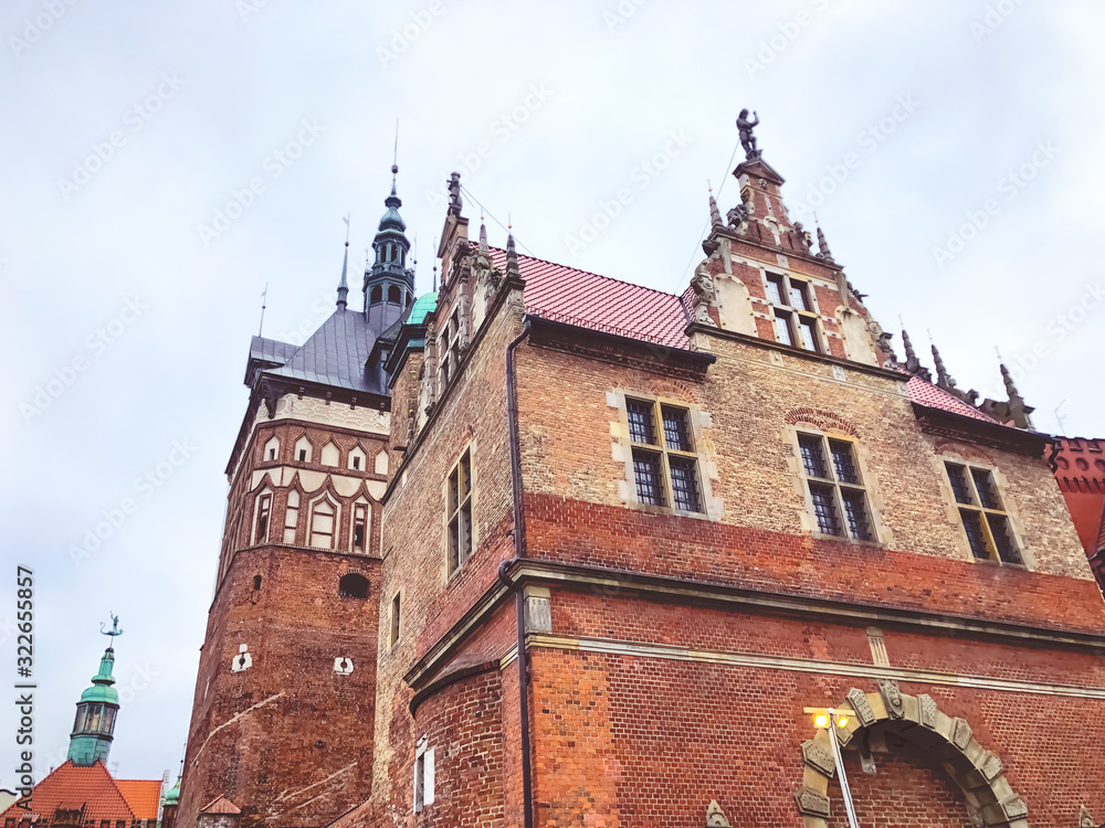 Old city in Gdansk,Poland. Facade of building.