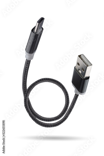 Canvastavla USB type-c and USB-A cable isolated on a white background