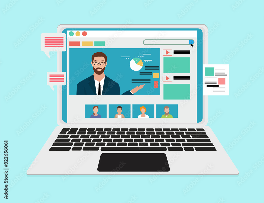 Vector of a professional advisor coaching online Vector of a professional advisor coaching online