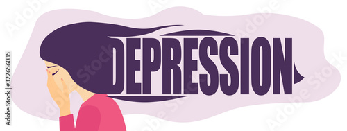 Vector of a sad depressed woman