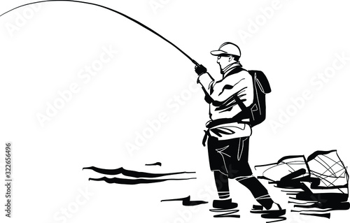 fisherman with fishing rod