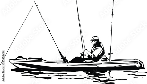 fisherman on kayak in the sea