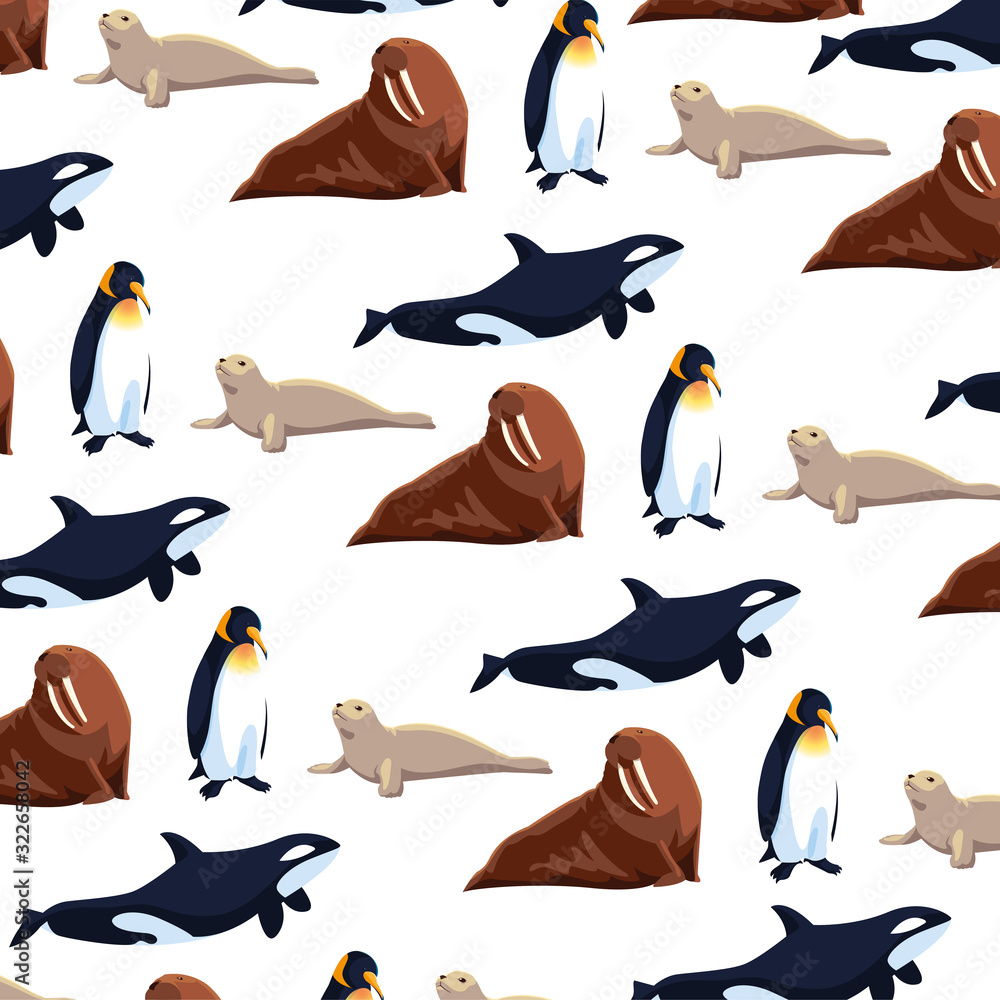 Obraz premium arctic animals in a white background