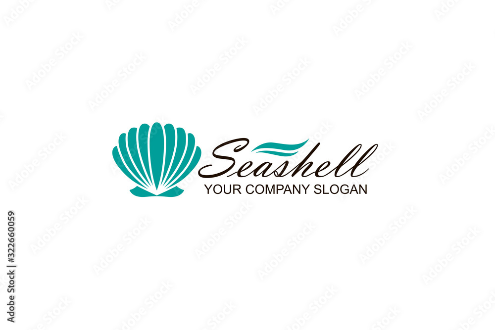 emblem of blue seashell isolated on white background emblem of blue seashell isolated on white background