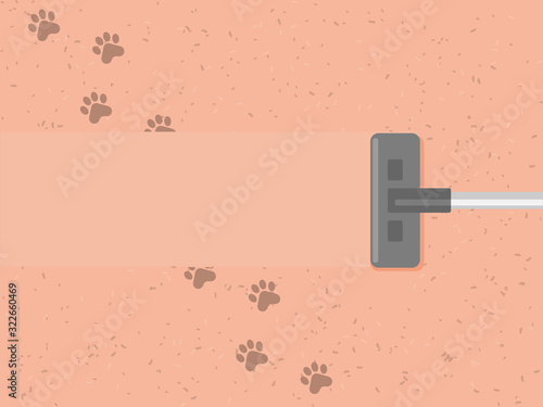 Cleaning dirty floor with vacuum cleaner flat illustration