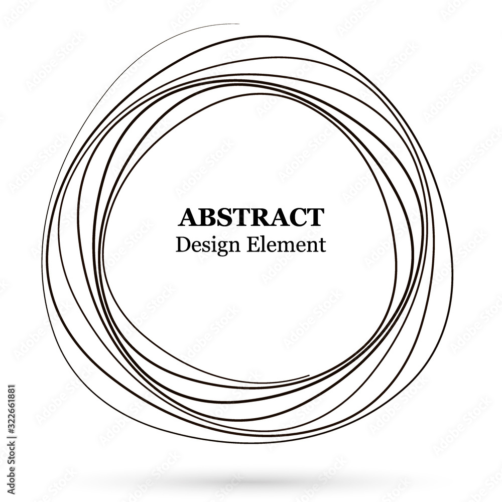 Hand drawn figure for your design. Scribble circle lines vector. Black circular doodle isolated on the white background. Vector abstract logo design element. Hand drawn figure for your design. Scribble circle lines vector. Black circular doodle isolated on the white background. Vector abstract logo design element.