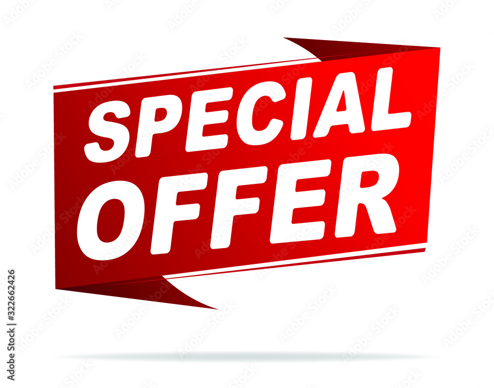 Red special offer paper banner with shadow for your design. Red special offer paper banner with shadow for your design.