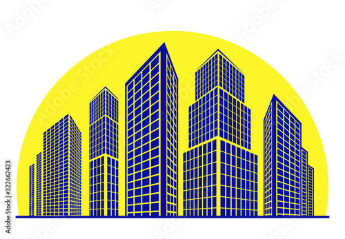 Φωτογραφία Skyscrapers, buildings against the background of rising sun