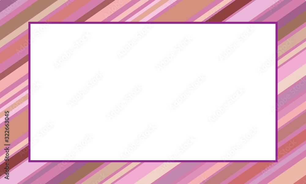 Fototapeta premium pink, lilac, burgundy straight stripes of different shades diagonally in the form of a rectangular frame. white rectangular blank space