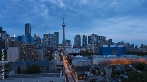 Wallpaper Mural Day to Night storm timelapse of the Toronto, Ontario Canada city skyline Torontodigital.ca