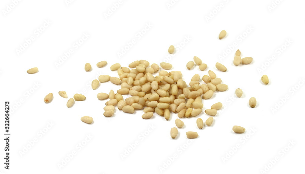 peeled pine nuts isolated on a white background peeled pine nuts isolated on a white background
