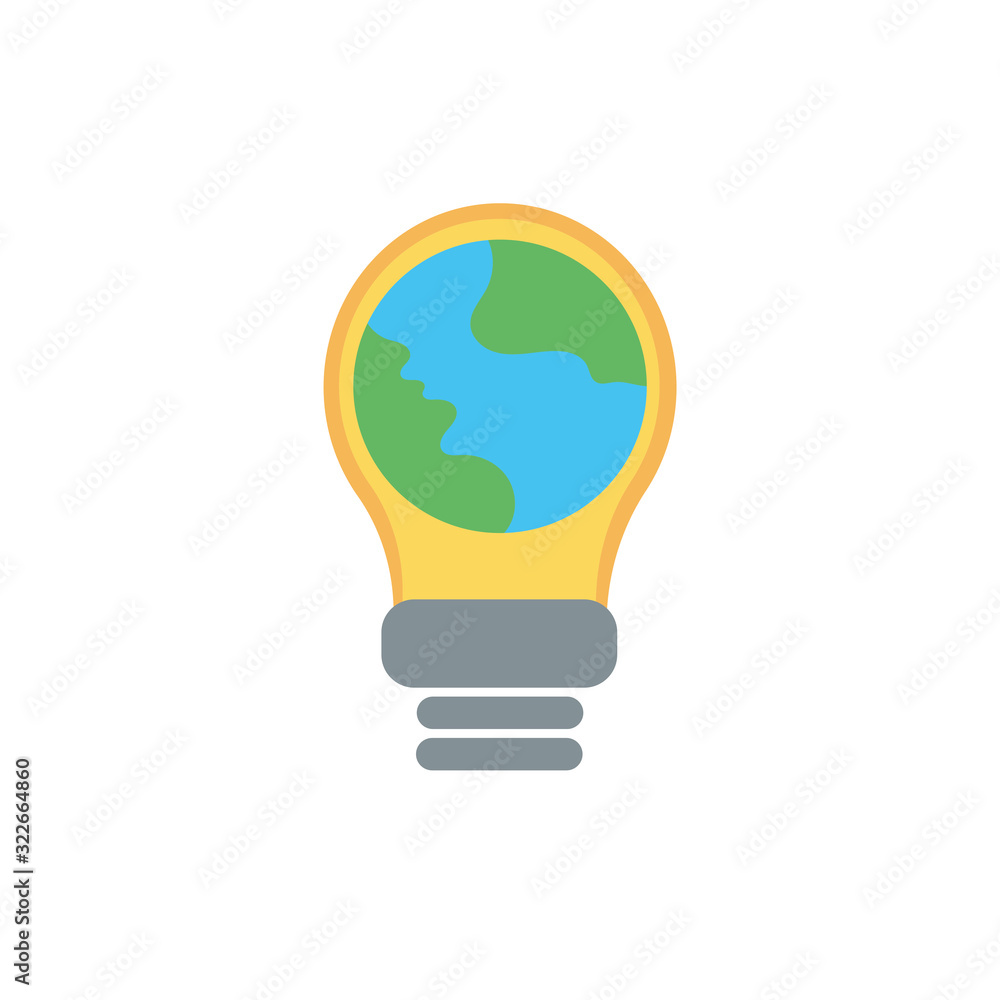 world planet earth in bulb light flat style world planet earth in bulb light flat style