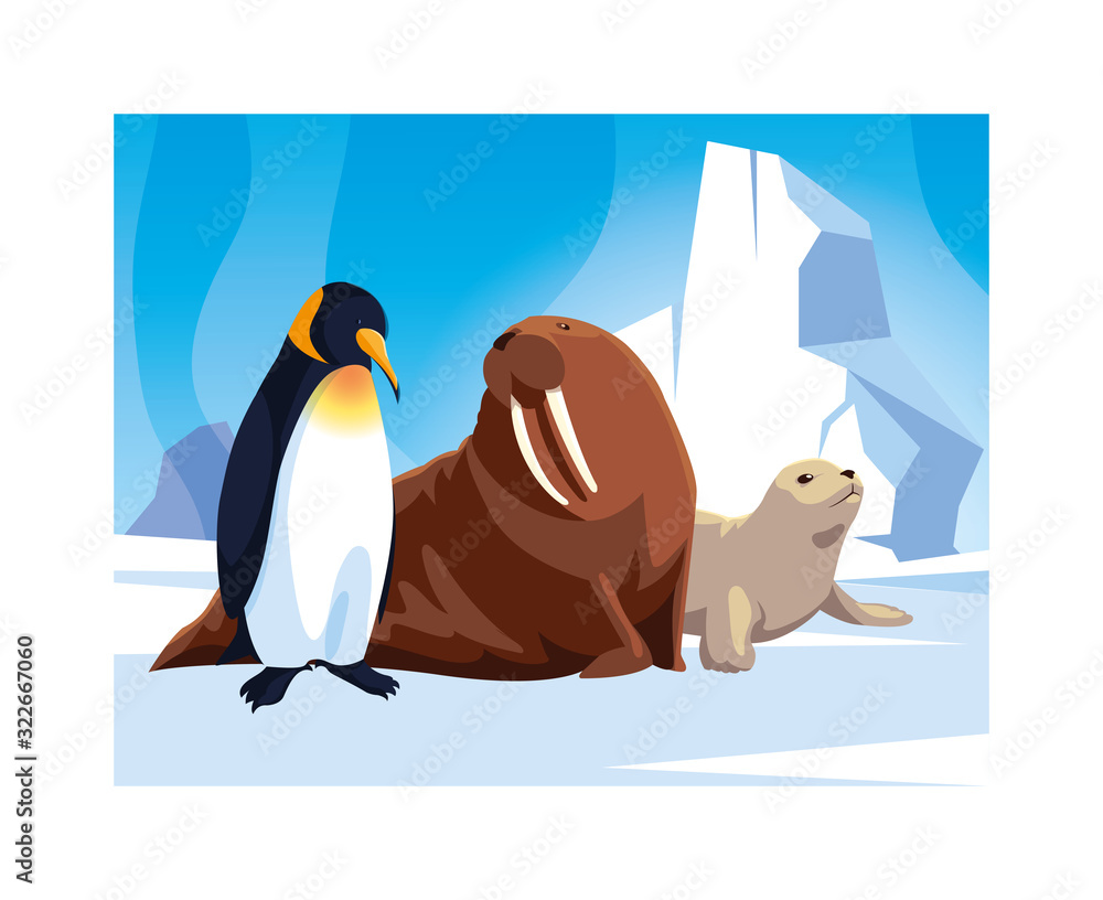 Obraz premium arctic animals at the north pole, arctic landscape