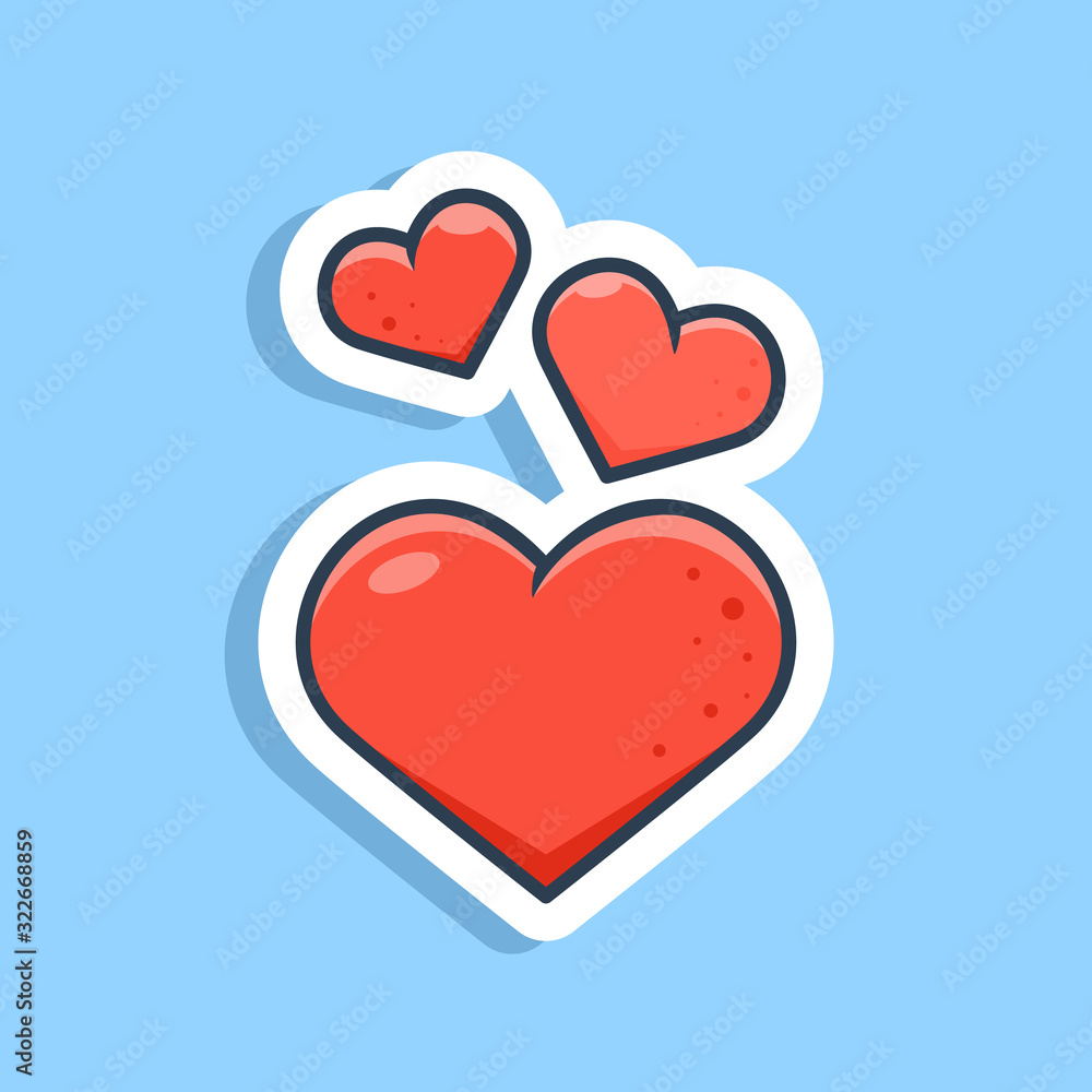 Unique love sticker ready for print, valentine, love, red