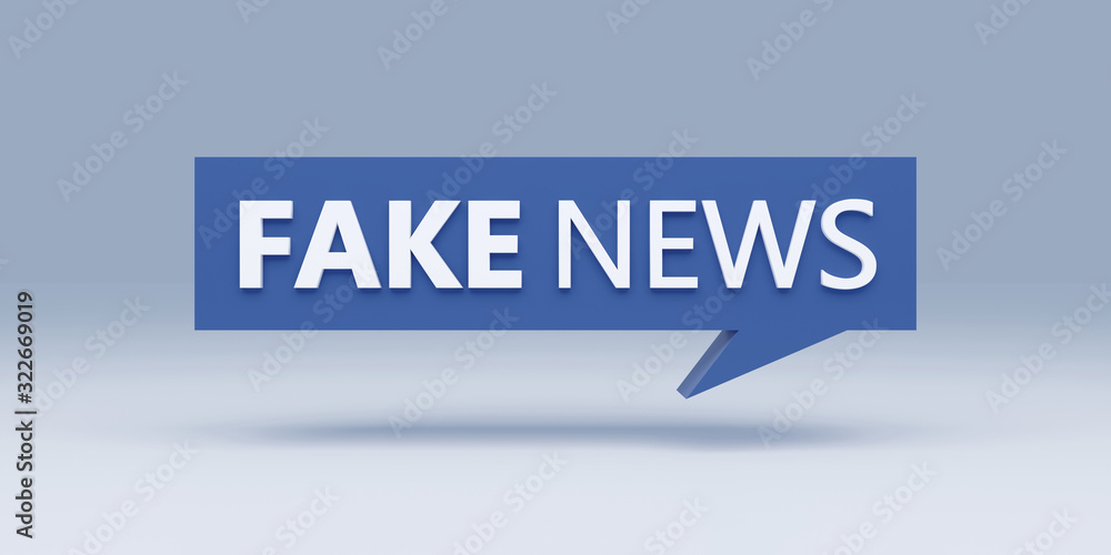 Fake News blue bubble 3D render