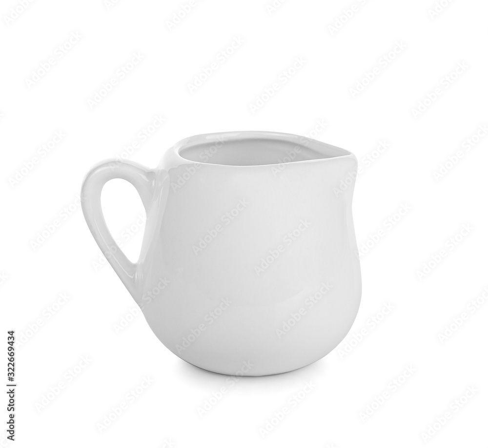 White ceramic pitcher isolated on white background. White ceramic pitcher isolated on white background.