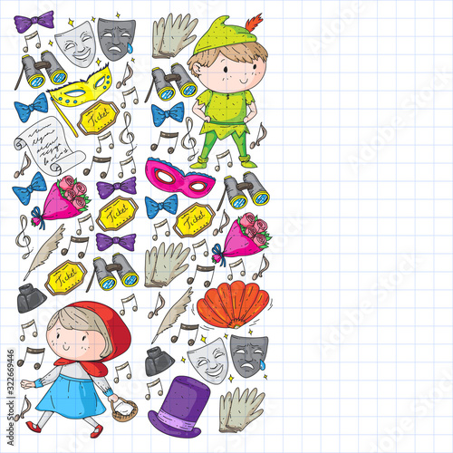 Illustration of a Children's Performing on Stage. Theatre with kids
