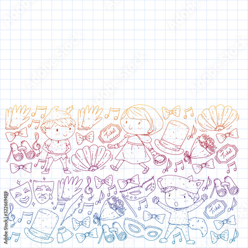 Illustration of a Children's Performing on Stage. Theatre with kids