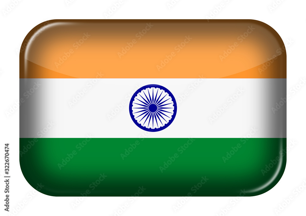 Obraz premium India web icon rectangle button with clipping path