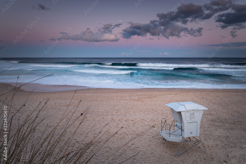 Long-Exposure photo of a lifeguard tower at sunset, Bronte Beach Australia