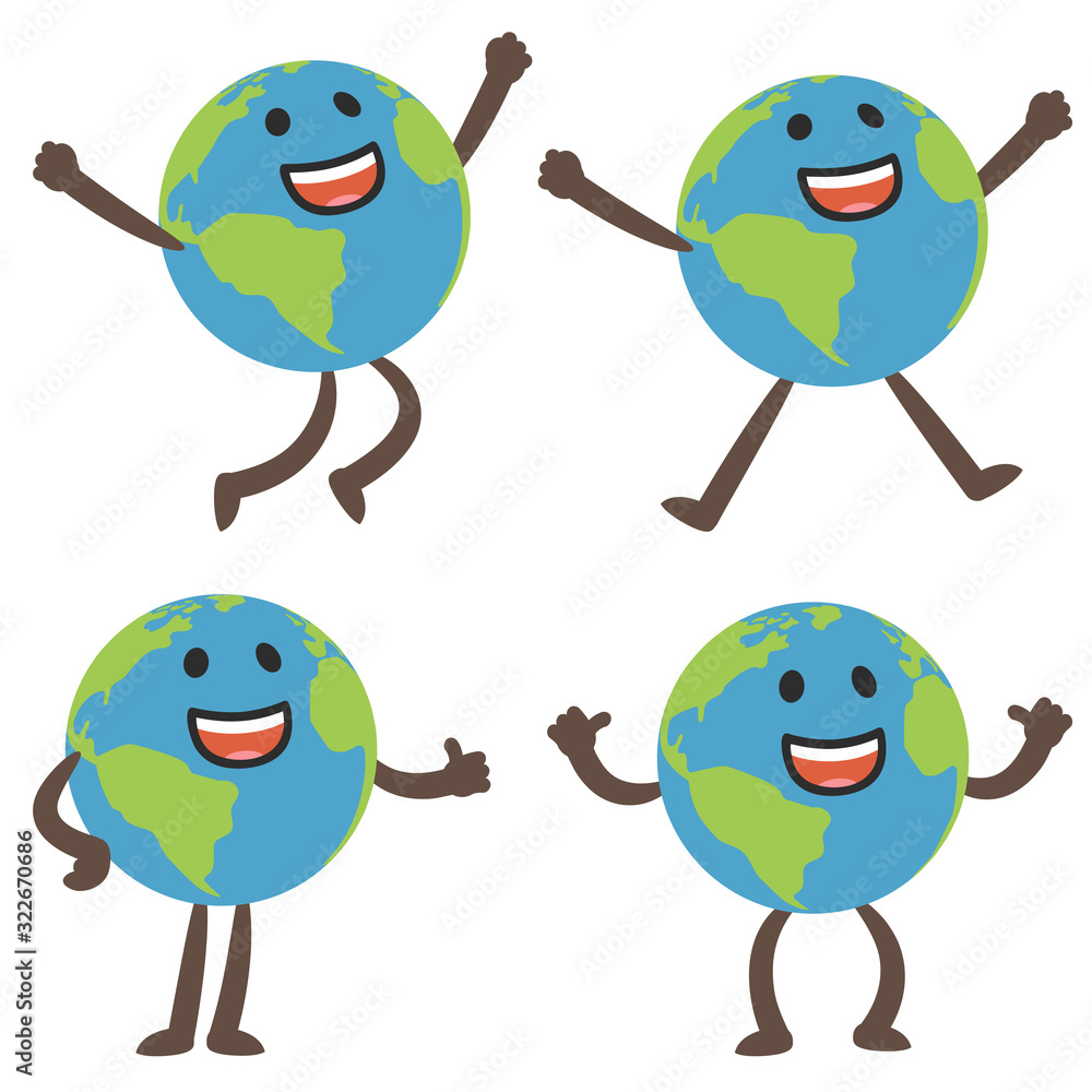 Happy Planet Earth character giving a thumbs up and celebration Stock ...