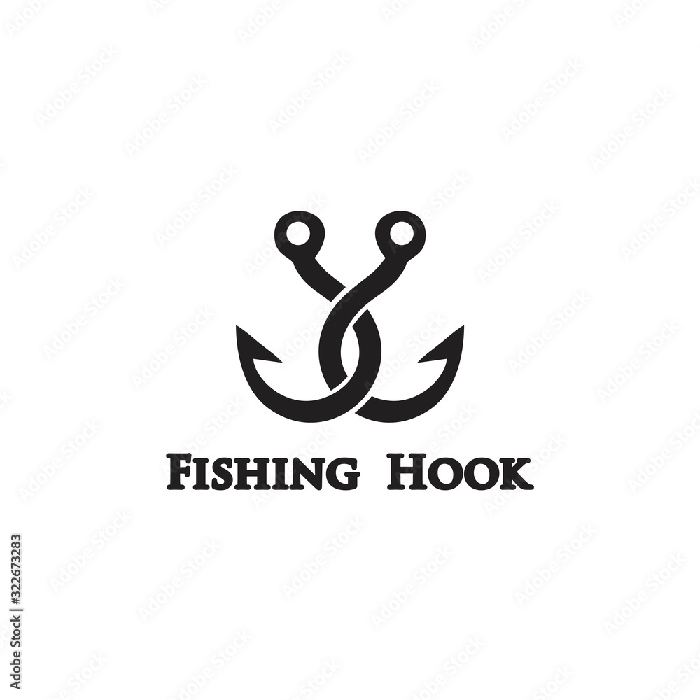 Fototapeta premium Fishing Hook Logo Simple and Vector