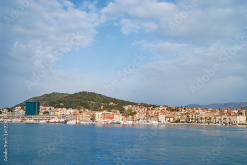 Travel by Croatia. Beautiful landscape with Split Old Town on sea shore. © luengo_ua