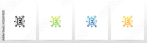  Network Symbol On Letter Logo Design E